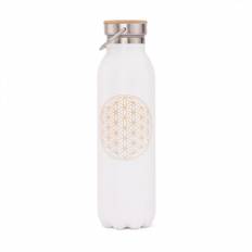 Bodhi Isoleret Termodrikkeflaske i rustfrit stål - 600 ml. Mat Hvid - Flower of Life