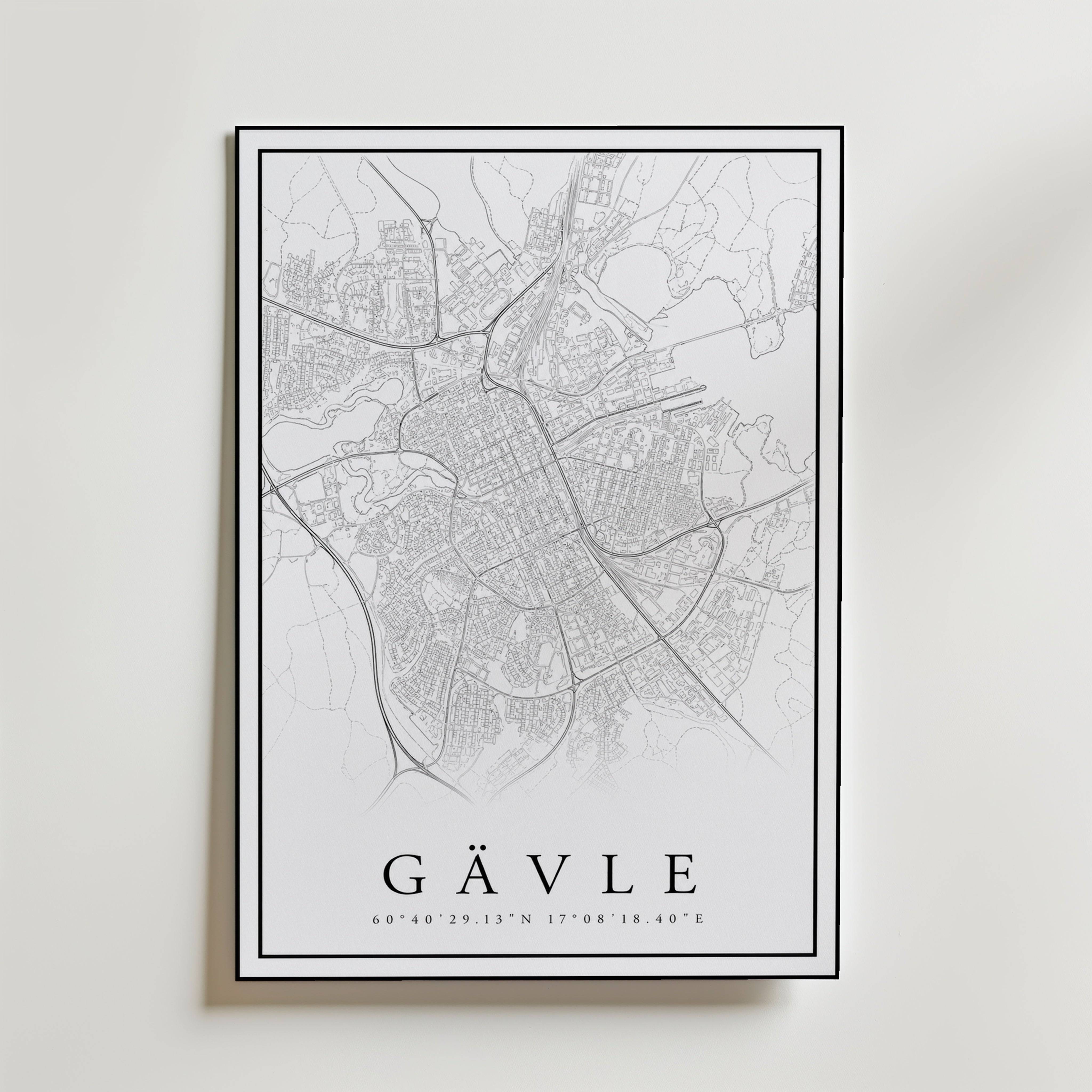 G�vle Karta Poster - Fine Art Poster 30x40 cm