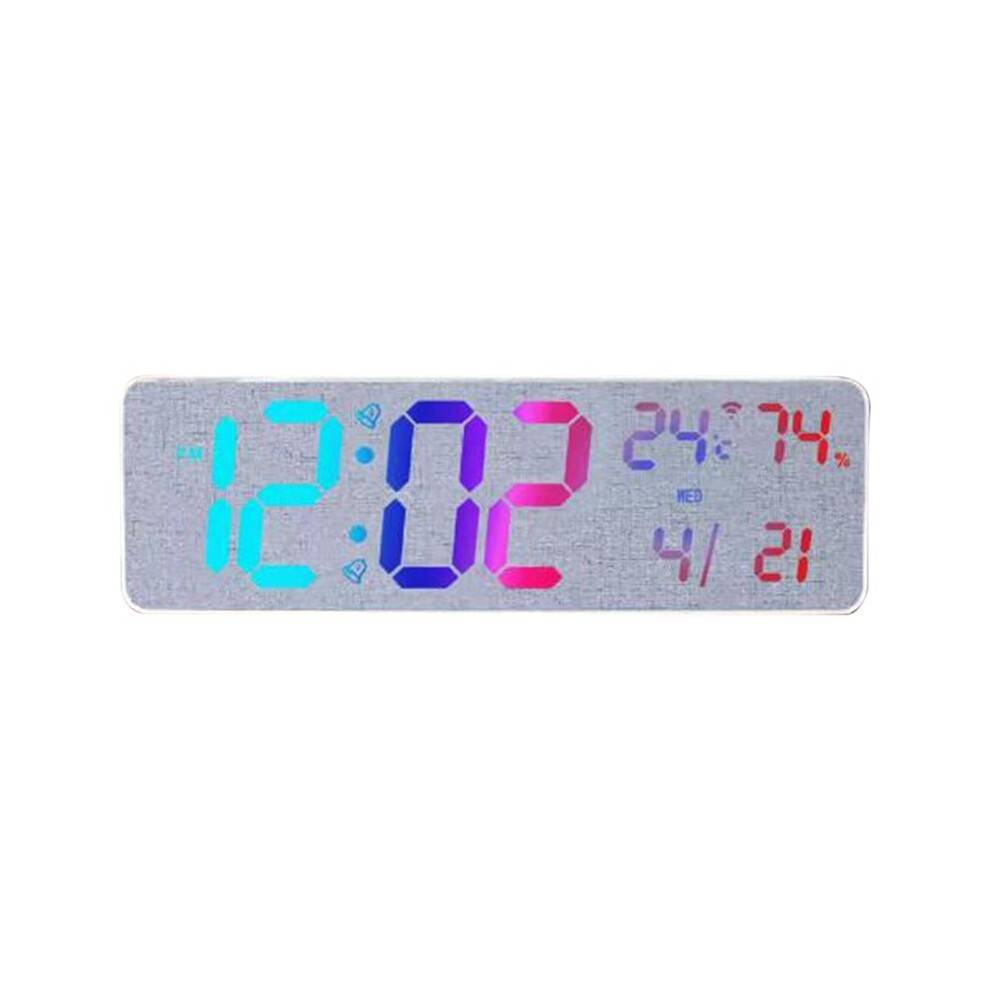 RGB Digital Väggklocka TEMP Luftfuktighet Datum Vecka Uppräkning/Nedräkning 12/24H  Tidssynkronisering LED-Klocka