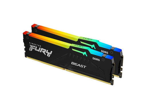 "Kingston Technology FURY Beast 16GB 5200MT/s DDR5 CL40 DIMM (Kit of 2) RGB, 16 GB, 2 x 8 GB, DDR5, 288-pin DIMM"