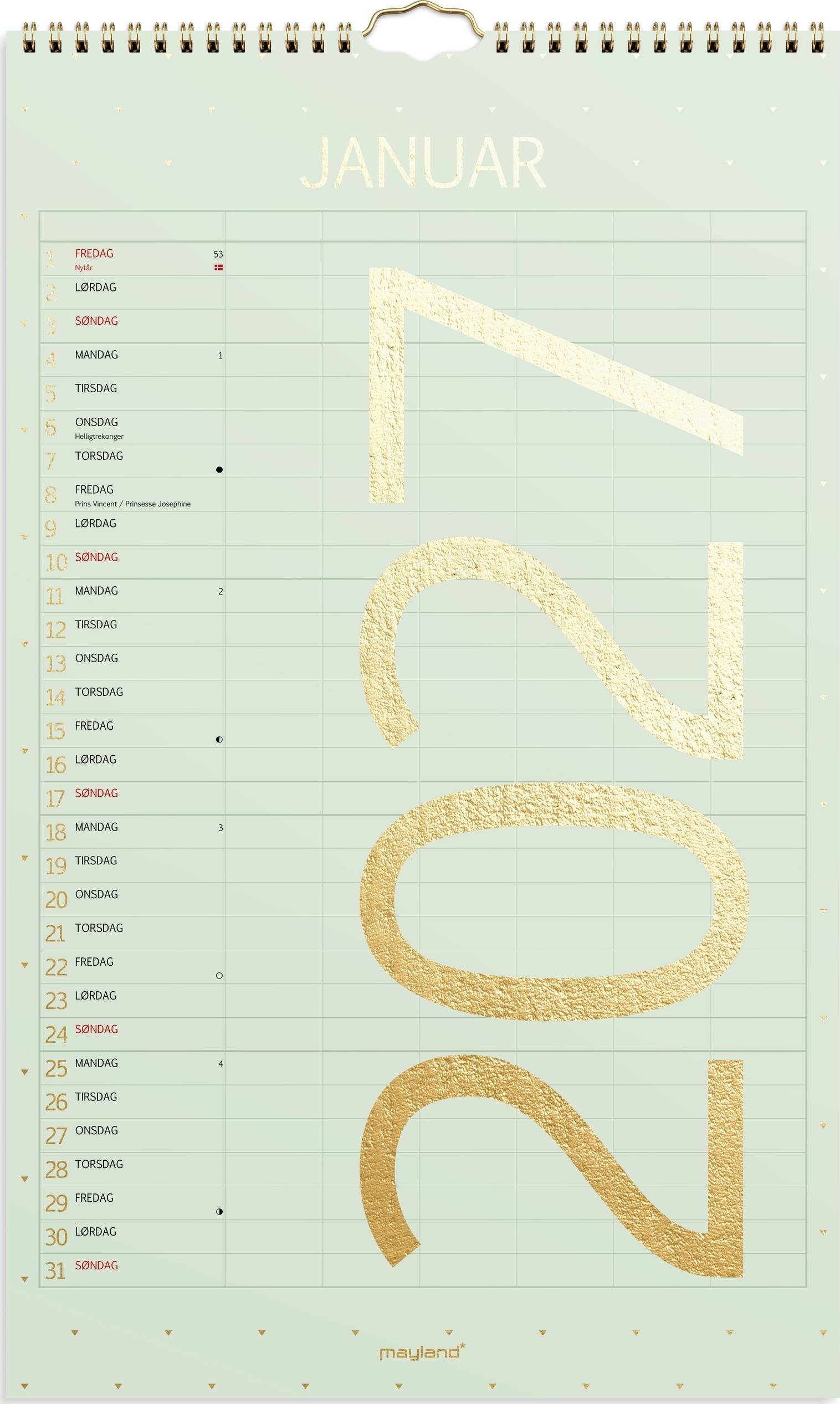 Mayland 2027 Vægkalender, Color, stor