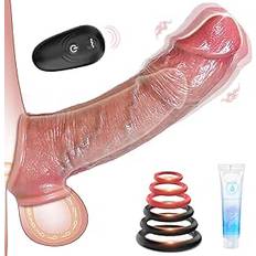 Sleeve Dildo Sex Toy for Men - Vibrator Sex Toy for Couples Women Extreme Cock Extender Ring Extension with 10 Vibration Modes, Testicle Rings Sleeves Erotic Toys