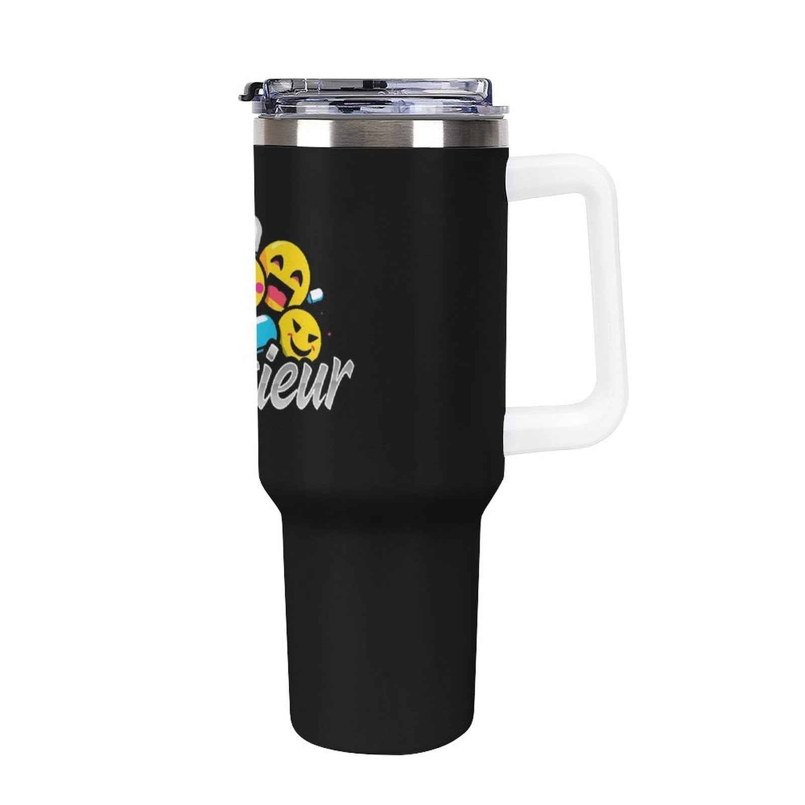 40oz Insulated Tumbler with Handle and Straw Munsieur Nurses Gift Doctors Thermos Accessories - White ffffff / 40oz