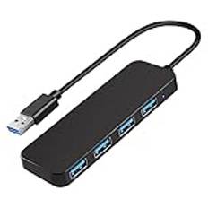 Qiaohome USB-hubb med 4 portar, USB 3.0 hub USB-splitter USB-expanerare för bärbar dator, flashenhet, HDD, konsol, skrivare, kamera, tangentbord