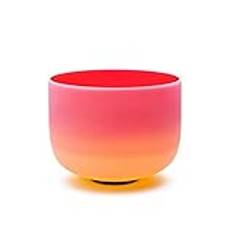 PLKTCM 432Hz Rainbow Red-Yellow Color Quartz Frosted Crystal Singing Bowl 10 Tum För Ljudläkning(G)