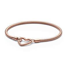 Pandora Moments Slangekædearmbånd med hjertelås rosafg (18cm)