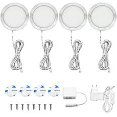 URing 4:a LED-garderob, LED-belysning i kök under möbler, varmvit, LED-spotlights vitrin för garderob, kök, garderob, camping, bilentré, hall toalett, 250 lm per plats, tillbehör ingår