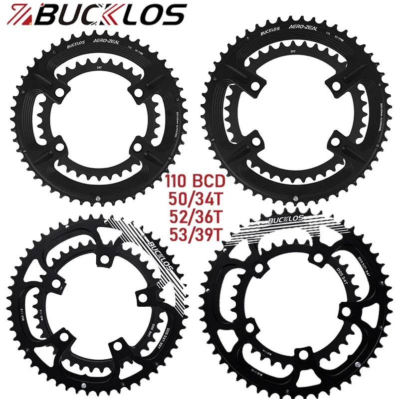 BUCKLOS Road Bike Chainring 110 BCD Chainring 4Hole 5Hole 34/36/39/50/52/53T Chainwheel Double Speed Road Bicycle Crown
