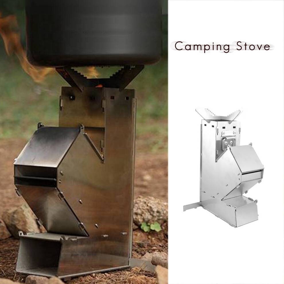 Camping Stove Foldable Wood Burning Rocket Stove Backpacking for Outdoor Picnic BBQ Camp Hiking