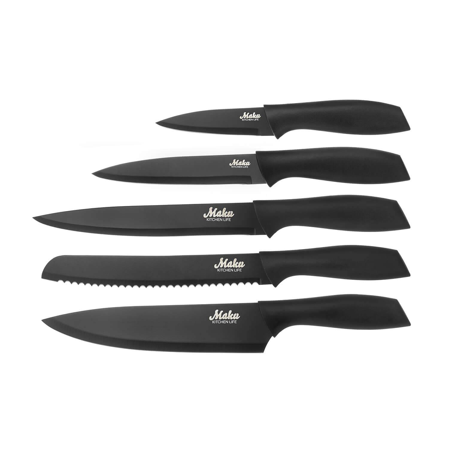 Knivset MAKU 5 st Svart, rostfritt stål, diskmaskinssäker