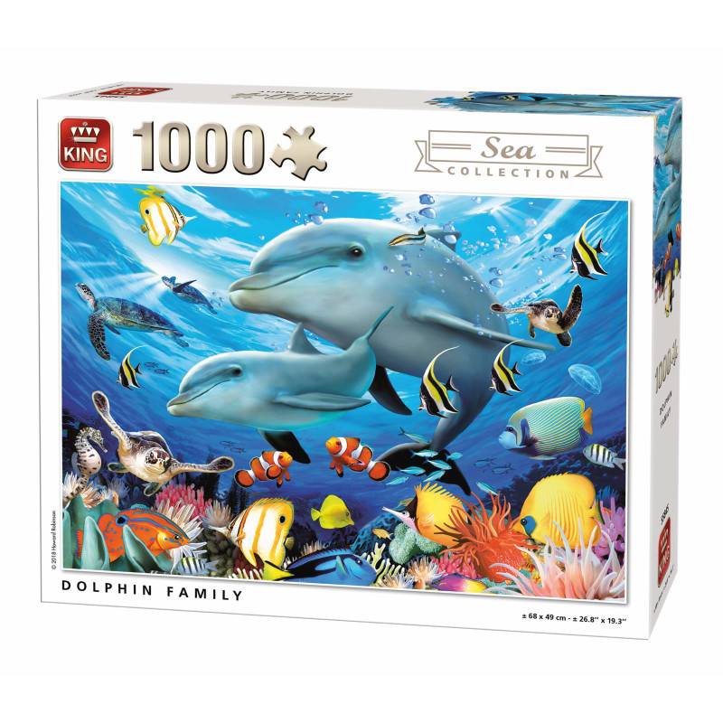 King 55845 Familie Delphin Puzzle 1000 Teile, 68x49 cm