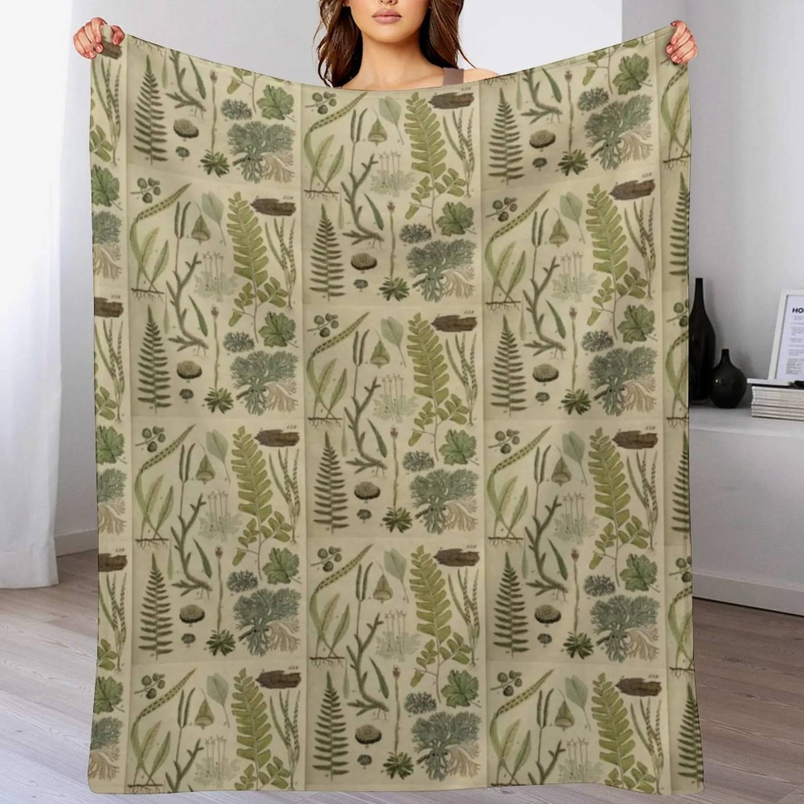 Ferns And Lichen Throw Blanket Modern Design Soft Blanket for Home Decor