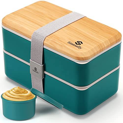 Sinnsally Lunch Bento Box Japanisch für Erwachsene,1400ml Brotdose mit Fächern Lunchbox mit Besteck,Vesperbox Brotzeitbox Brotbox Essensbox Frühstücksbox Vesperdose Jausenbox