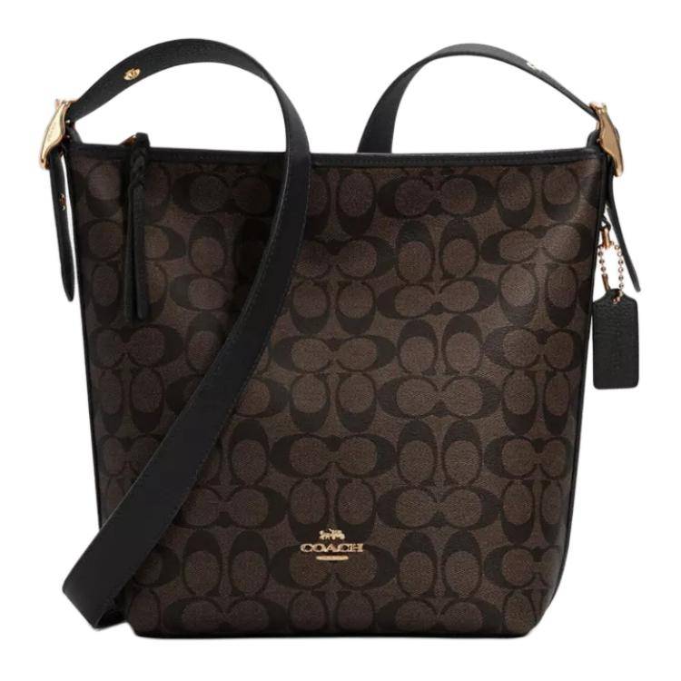 Coach Duffle 23 Fashion Zipper Closure PVC Crossbody Shoulder Bag Medium Women bags Dark-Brown C2819-IMAA8 Basic Set (Bag+Dust Bag)