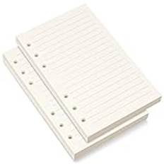 A6 påfyllningspapper, A6 linjerat papper, 6 hål stansat för A6 Filofax personlig pärmplanerare, 8 mm linjerat löst bladpapper, 80 ark/160 linjerade sidor, 10 x 16,8 cm, beige (2)