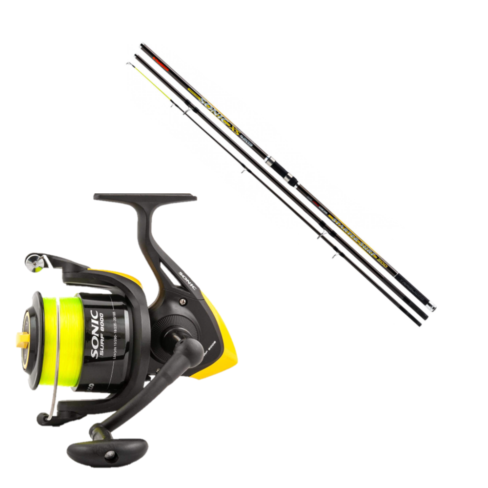 Trabucco Sonic XT Surfsæt hjul 8000 med line.