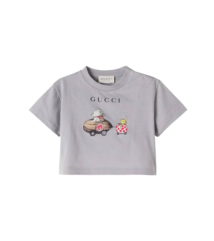 Gucci Kids Bebé - camiseta de jersey de algodón estampada - gris - M 24