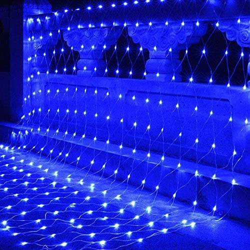 WxiaoD Ljusslinga, nät, 3 x 2 m, 320 LED, LED-ljusnät utomhus, 8 lägen, IP44, vattentät, utomhus, för sovrum, jul, trädgård, balkong, kväll, buske, uteplats, balkong, blått staket