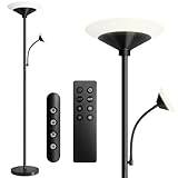 BBHome LED-Golvlampa, Dimbar med 6 W lä, Modern med Fjärrkontroll och Touch för Vardagsrum, Sovrum, Kontor