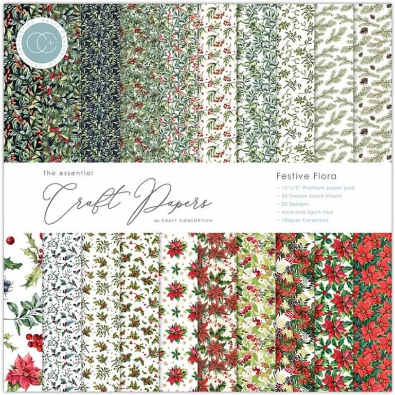 Pappersblock - 30x30cm - Festive Flora - 30st