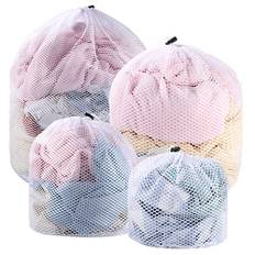 4 Stück Wäschenetz für Waschmaschine, Wäschesack Wäschebeutel mit Kordelstopper Laundry Bag Wiederverwendbare für Pullover Mäntel Hemden Unterwäsche Socken