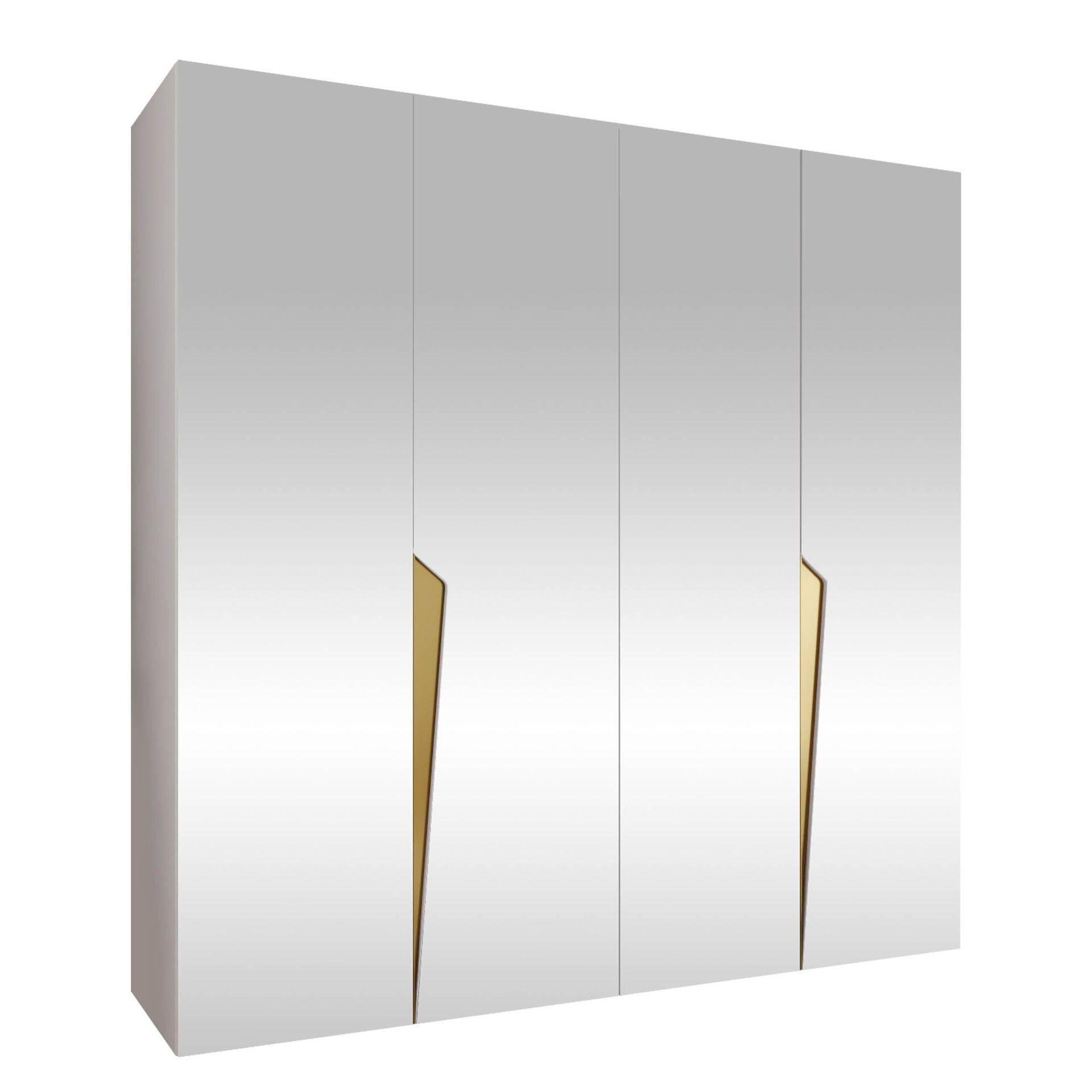Barile Garderob med spegel 200 cm - vit Garderober & garderobssystem Vit,Guld