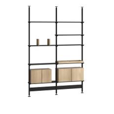 Pira - Pira G2 F-C A 210_205 Black Gray/White Oak H: 248-255 cm - Hyllor &amp; Hyllsystem - Svart - Metall/Papper/Trä/Plast