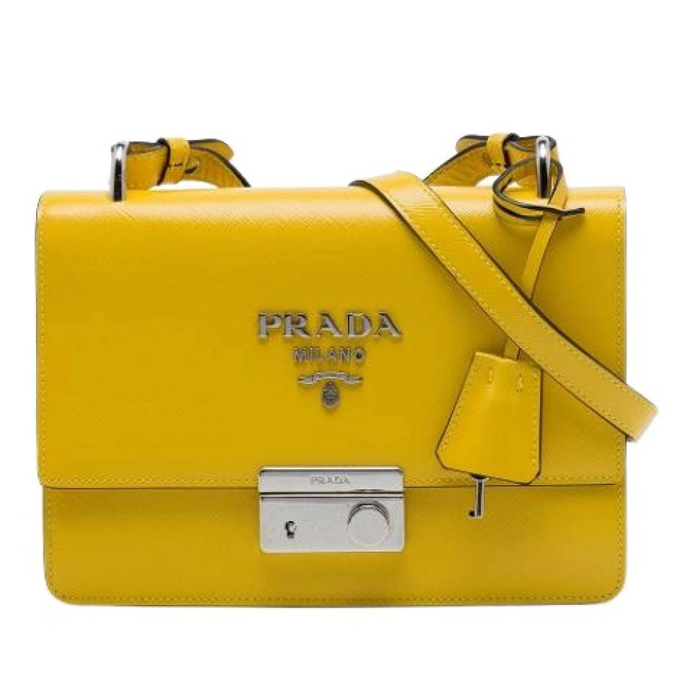 Prada Vintage Pre-owned Saffiano Skuldertaske - Vintage - Dame - Gul - ONE SIZE - Uld
