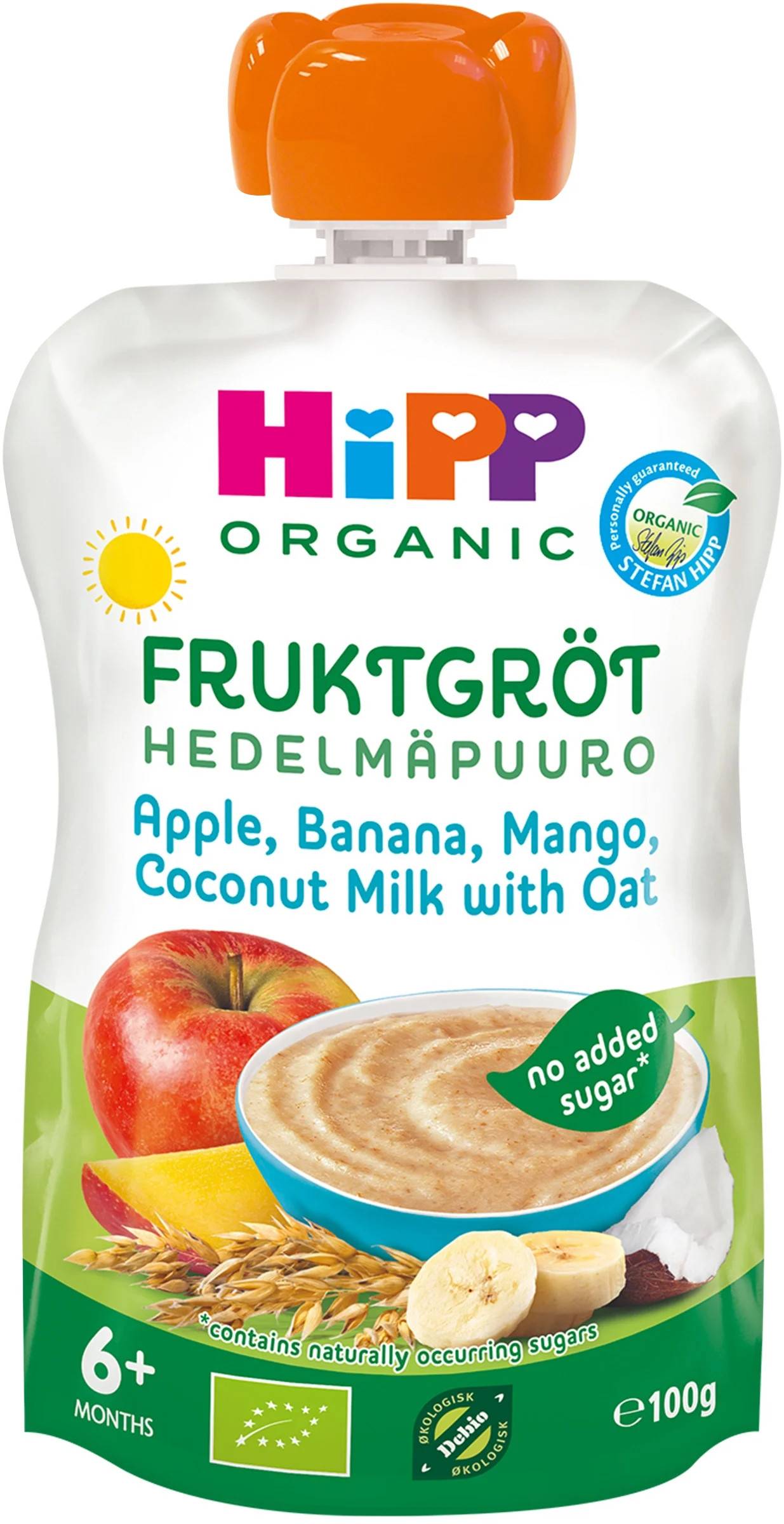 HiPP Fruktgröt, Apple, banana, mango, coconut milk with oat 6 mån 100 g