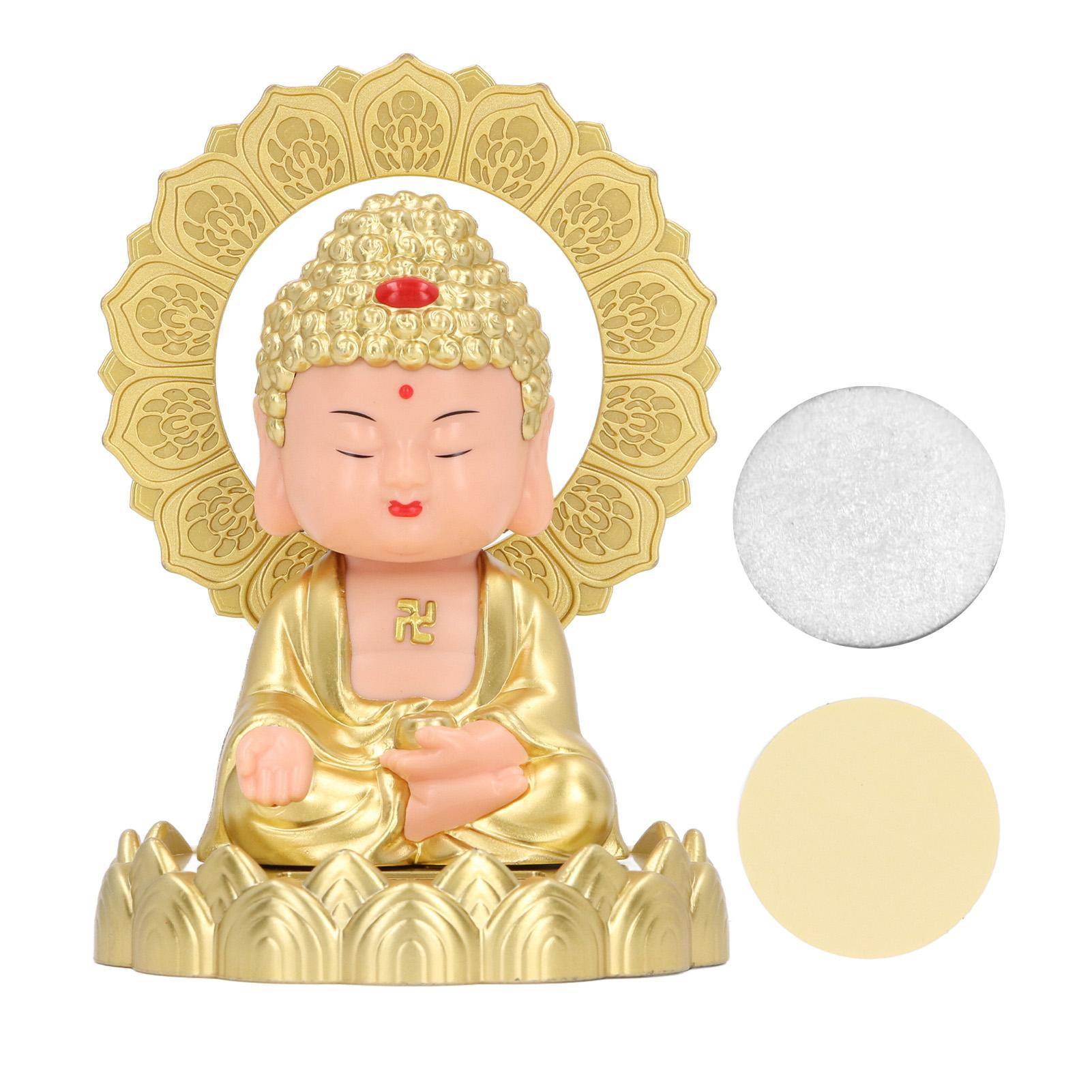 Solcellsdriven skakande huvud Buddha-staty Solcellsdriven nickande Maitreya Bilprydnad Dekoration för Rikedom och