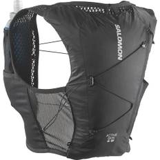 Salomon Active Skin 4 Hydrationsweste Trail running Wandern MTB mit Hydrationsflaschen, Frauenspezifisches Design, Einfache Flüssigkeitszufuhr, Optimierte Verstaumöglichkeiten, Schwarz, XS