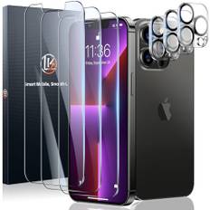 LK 3+3 Stück Hartglas für iPhone 13 Pro Max, 3 x Panzer Schutz Glas und 3 x Kameraschutz, kratzfest und blasenfrei (Ultra HD 9H, Härtegrad)