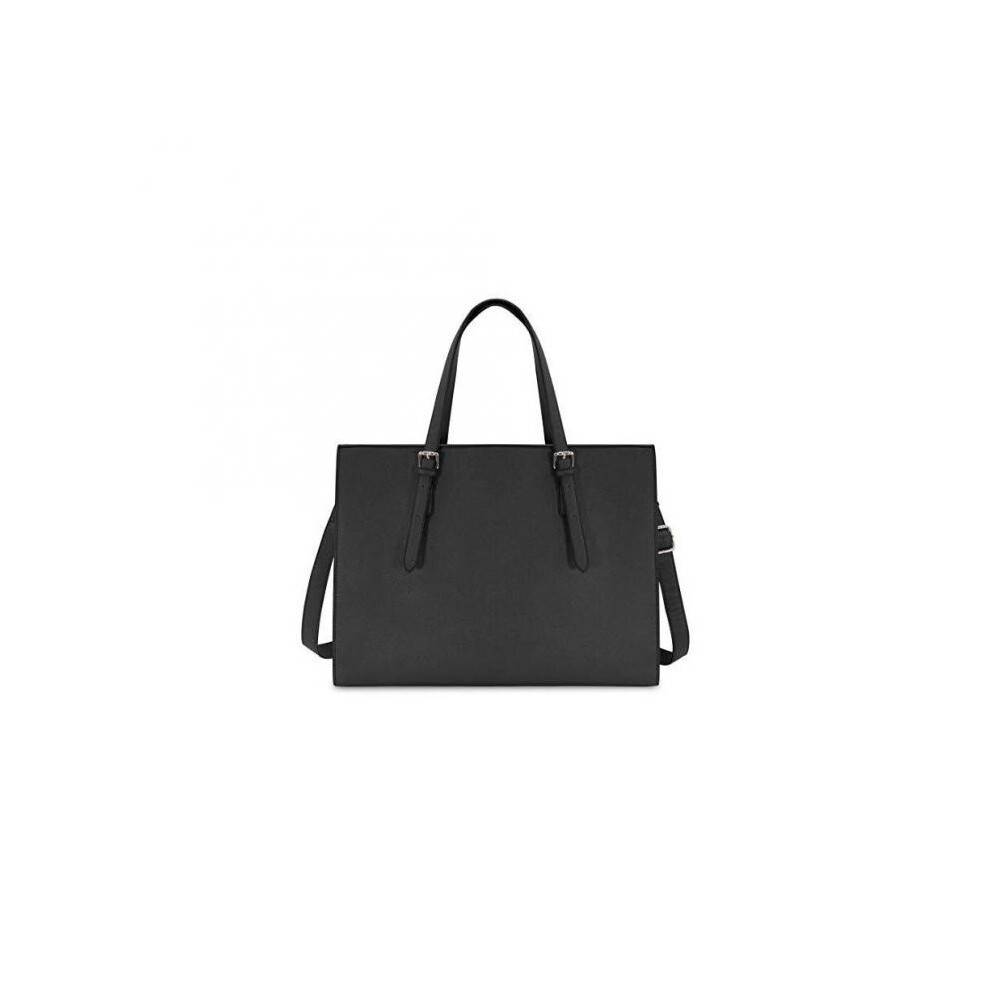 Laptop Bags for Women 15.6 inch Large Leather Tote Bag Ladies Laptop Handbag Computer School Shoulder Bag Business Work Bag Black