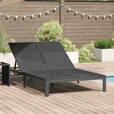 vidaXL Sort Rattan 200 x 109 x 27.5 cm Sammenfoldelig Pudret solstol