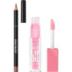 Rimmel Oh My Gloss! Lip Oil & Lasting Finish Lip Bundle (Various Shades) - 001 Pink Flush