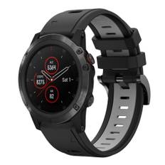 Garmin Fenix 5X etc. Solar etc. urrem i silikone - Sort/Grå
