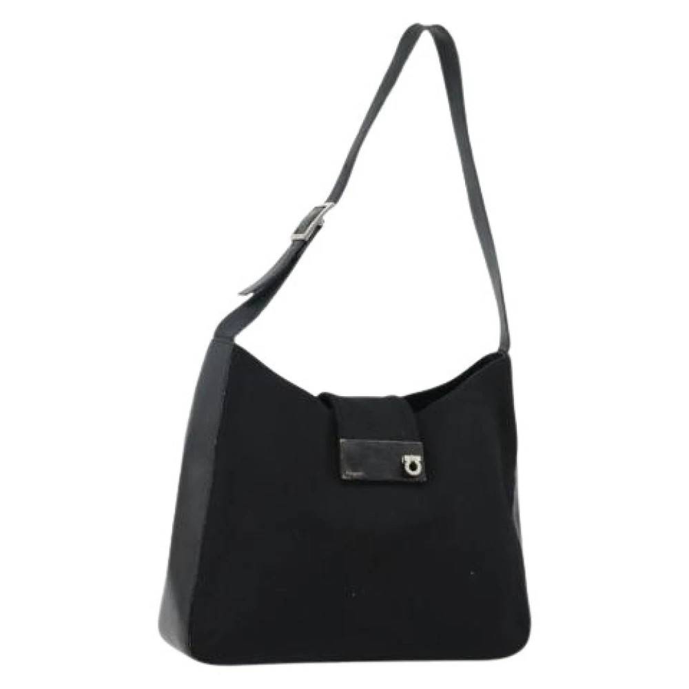 Salvatore Ferragamo Pre-owned Pre-owned Nylon Skuldertaske - Vintage - Dame - Sort - ONE SIZE - Uld