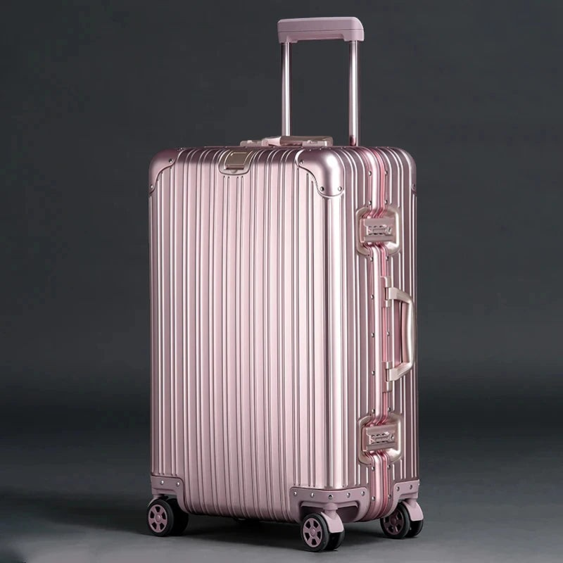 Resväska i aluminium, TSA-lås och 360° hjul - 75cm / Rosa