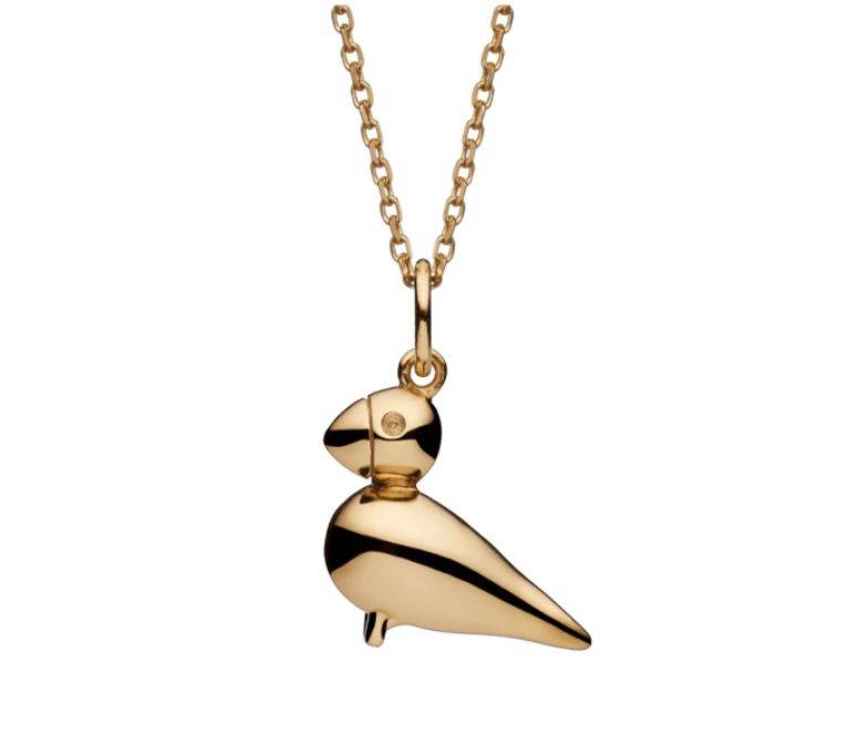 Kay Bojesen Jewelry "Sangfugl" halskæde forgyldt sølv (45-50 cm)