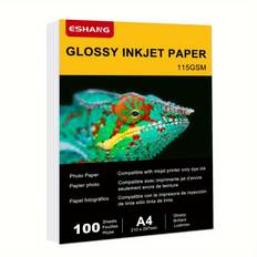 TEMU Eshang A4 High Glossy Thin Inkjet Paper 8.3x11.7 Inches 100 Sheets Compatible With Inkjet Printer Use Dye Ink 115gsm
