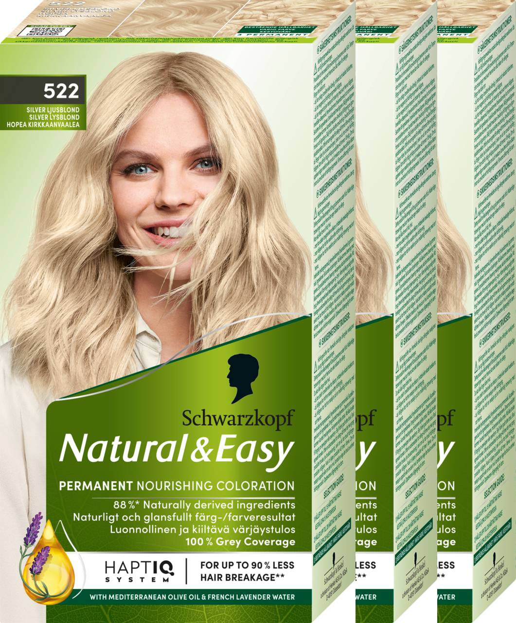 Schwarzkopf Schwarzkopf Natural&Easy 522 Silver Ljusblond 3-pack
