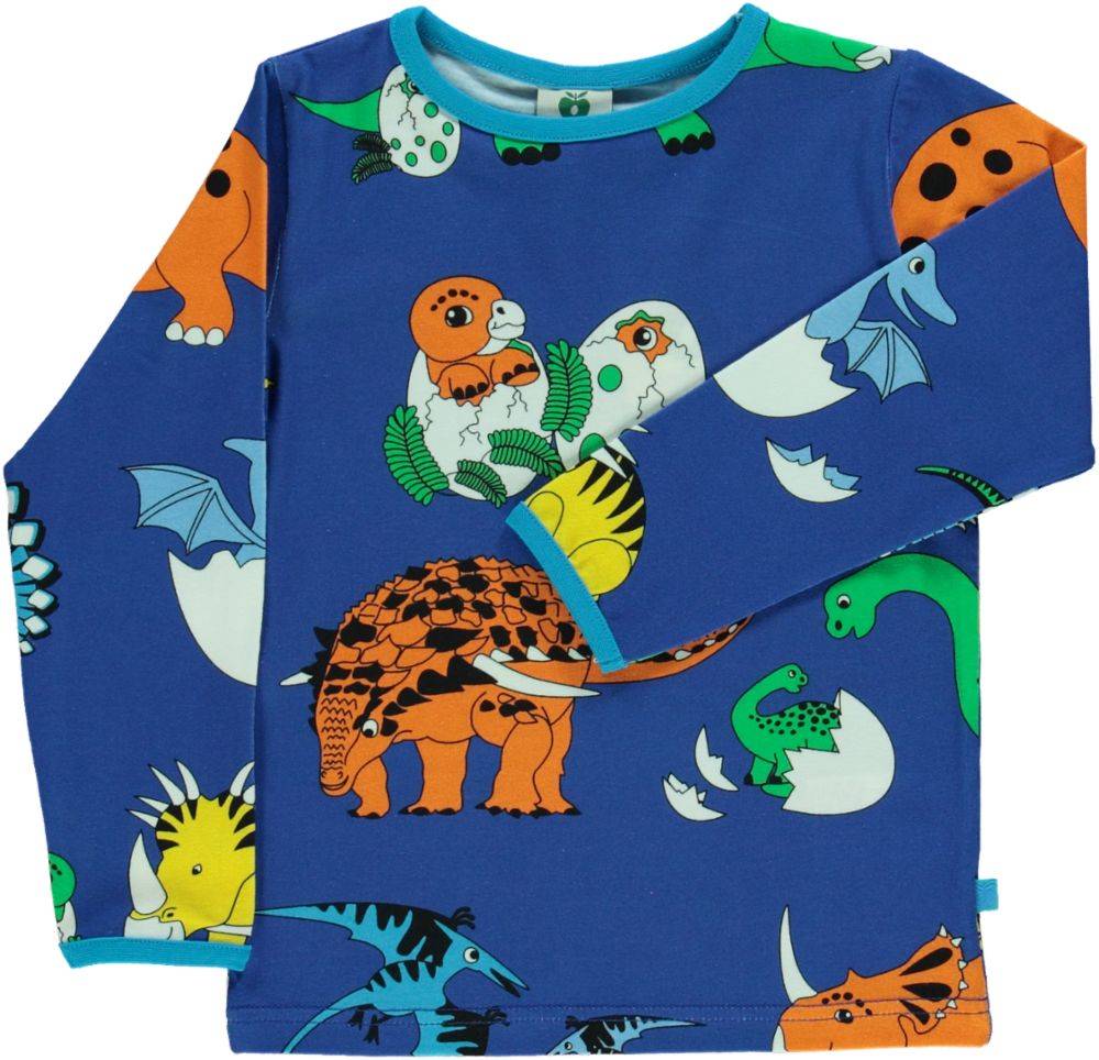 Langærmet bluse med dinosaur - Blue / 9-10