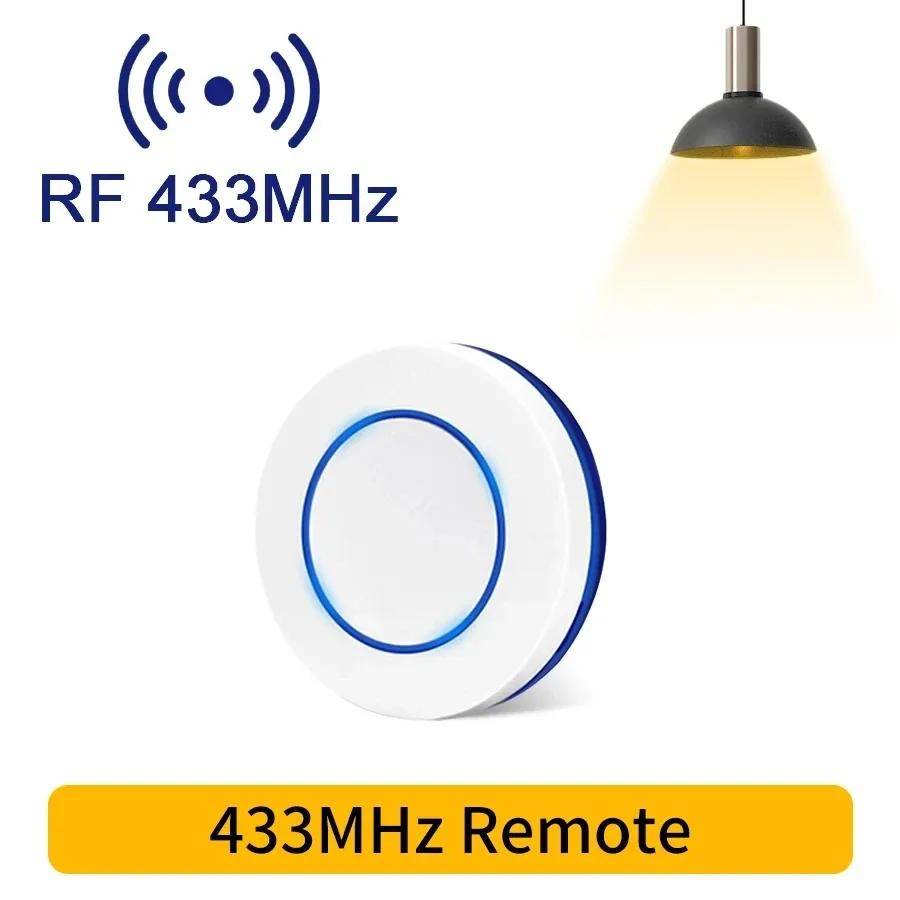 RF 433MHz Trådlös Ljusströmbrytare 220V 110V 10A Reläkontroller Mini Rund Knapp Väggpanelströmbrytare Fjärrkontroll För LED-lampa glödhet färg