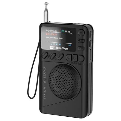 fesoklaf Pocket DAB Radio Bärbar, Personlig FM/DAB+ Digital Radio med Bluetooth-högtalare Färgdisplay Liten Digital Inställning Walkman Uppladdningsbart Stöd TF-kort Sömntimer Hörlursuttag