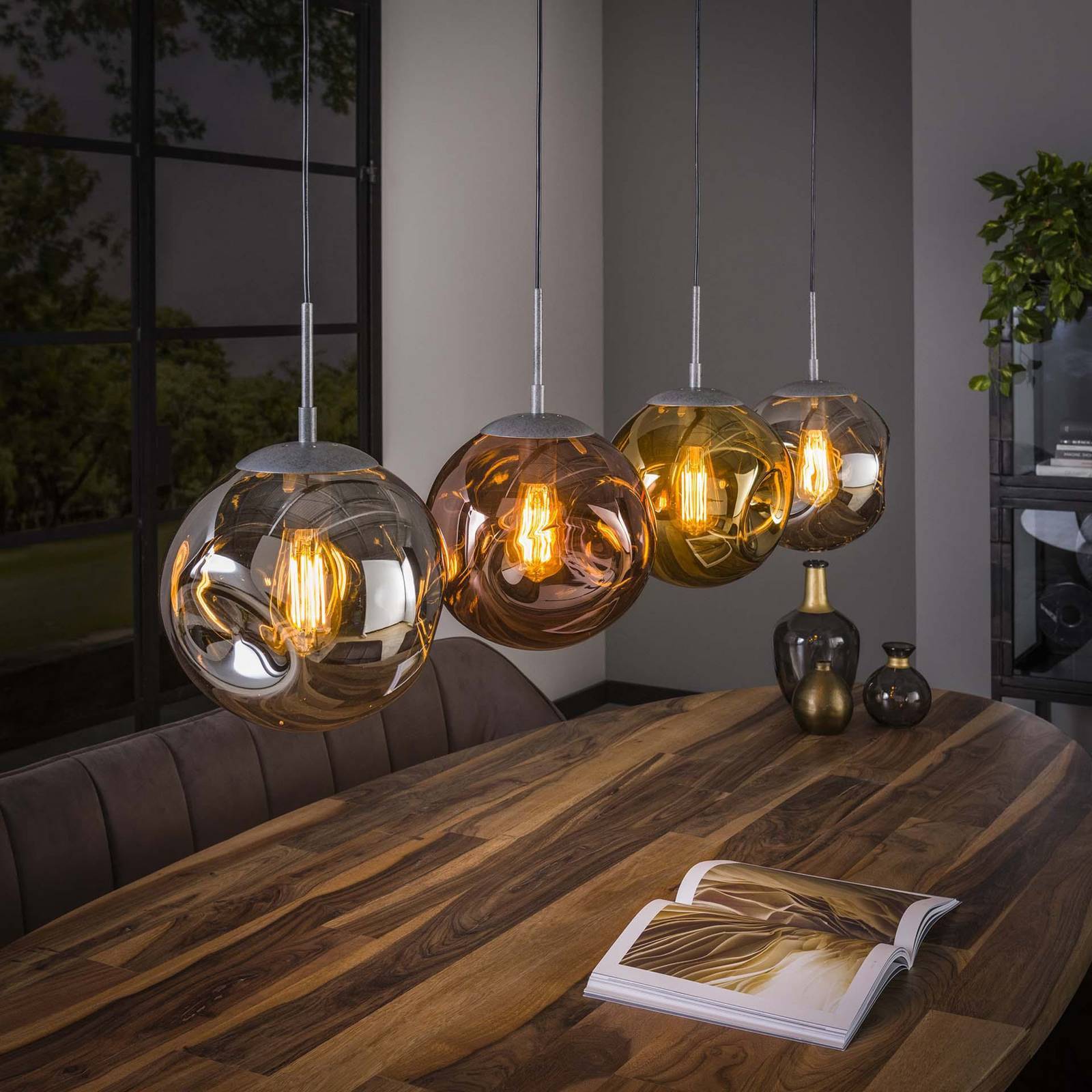ZIJLSTRA Glas pendellampa Stellar, dimbar, Multifärgad, Vardagsrum / matsal, Glas, Pendellampa