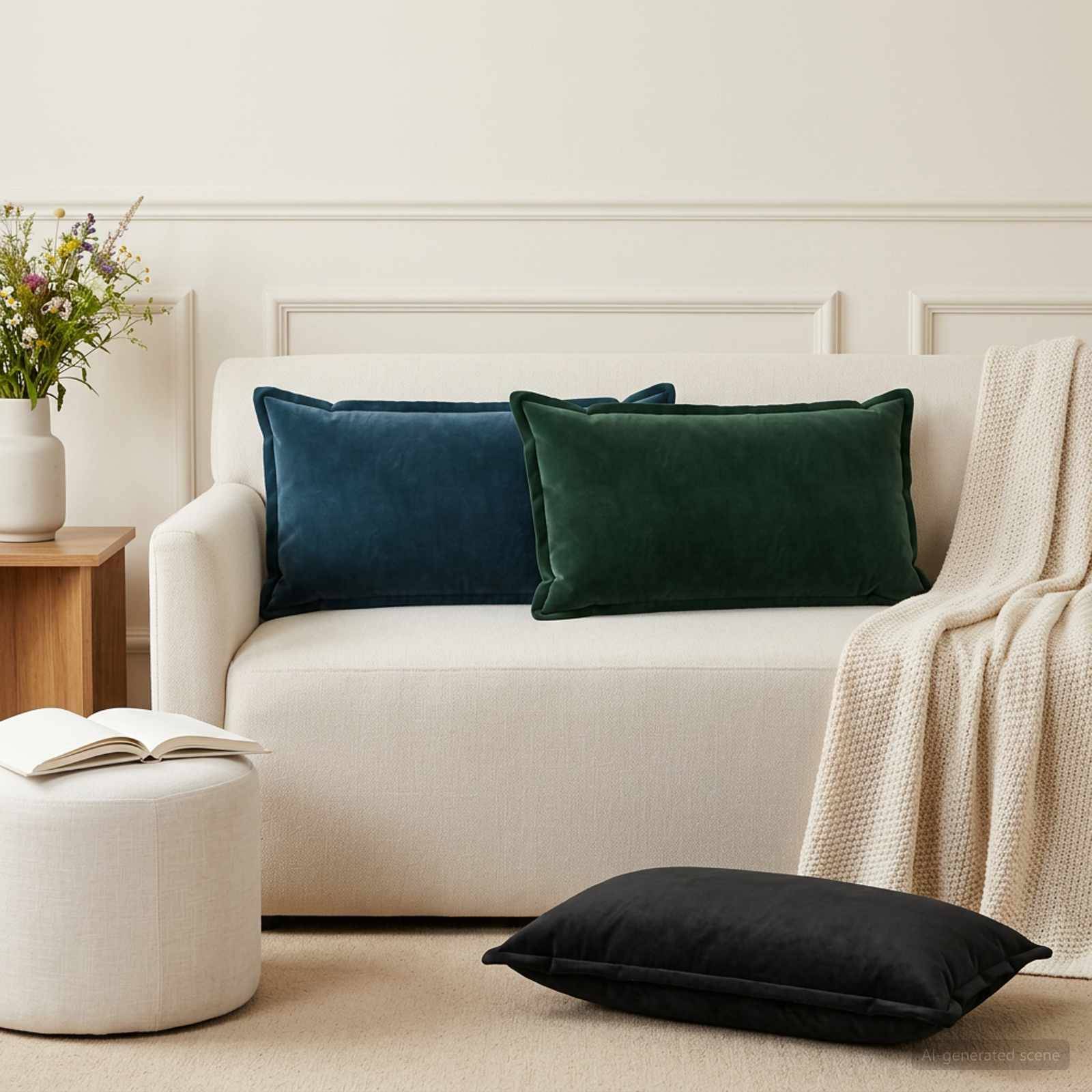 vidaXL Pudebetræk 6 stk. HOUTEN Sort 40 x 70 cm Fløjl