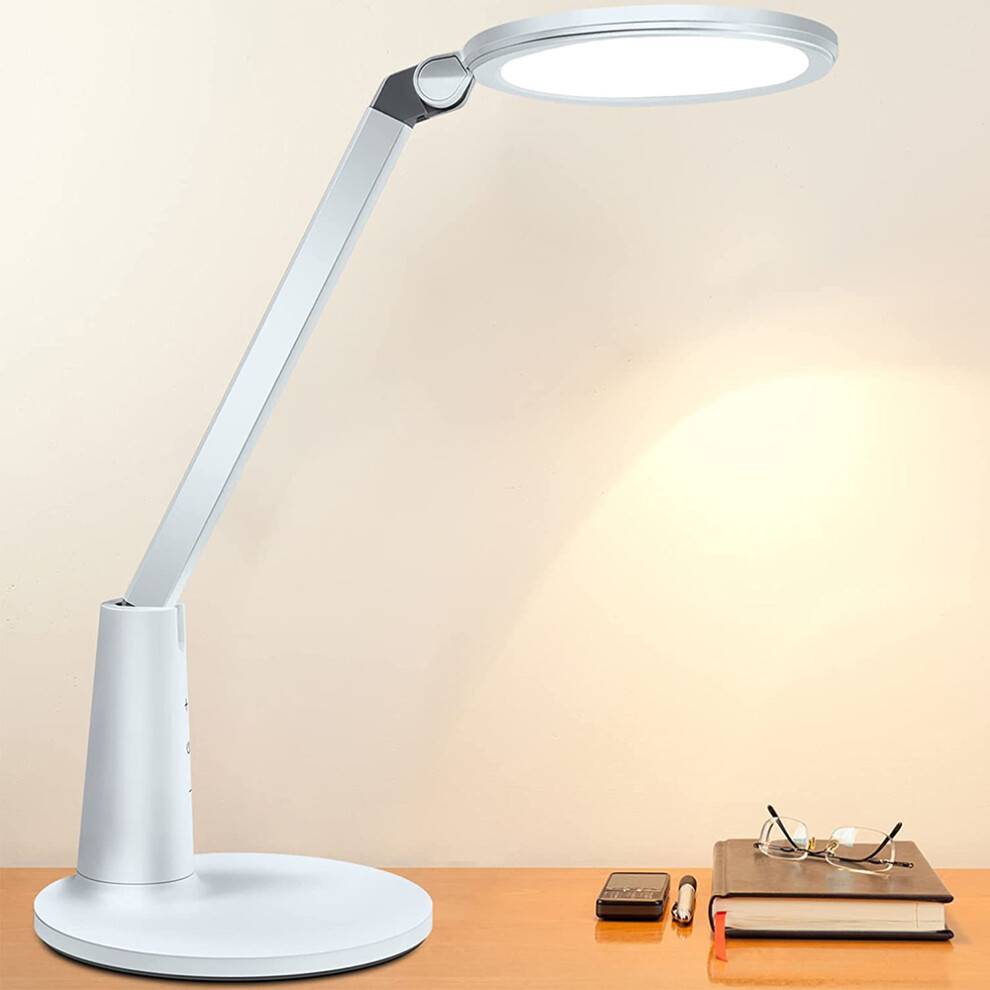Moderne skrivebordslampe med touch-betjening, fleksibel nakkelampe til hjemmekontor, øjenvenlig læselampe med justerbar farvetemperatur,