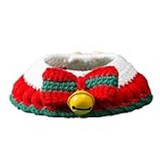 Christmas Cat Collars With Bell, Festive Cat Collar, Milk Cotton Wool Thread Pet Christmas Collar, Red Kitten Collars With Bell Handmade Exquisite Knitting Festive Feline Accessory Pet Safety For Cats