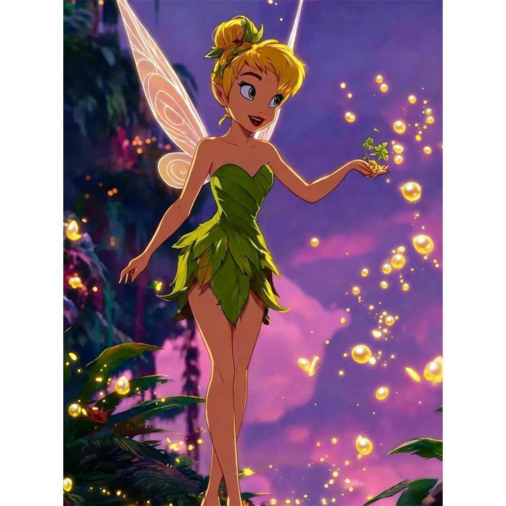 Disney Flying Fairy Portrait Mural 5D Self Made Pearl Embroidery Art Piece Girlfriend Gift Home Decoration Design 35x45cm