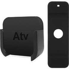 Fjärrkontroll silikon skyddsfodral skal för apple tv 4k 4th 5th gen mediaspelare väggfäste fäste stativ vagga hållare - Svart